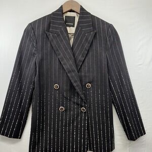 PINKO Women's Black Pinstripe Sequins Blazer (see‎ measurements for exact fit)